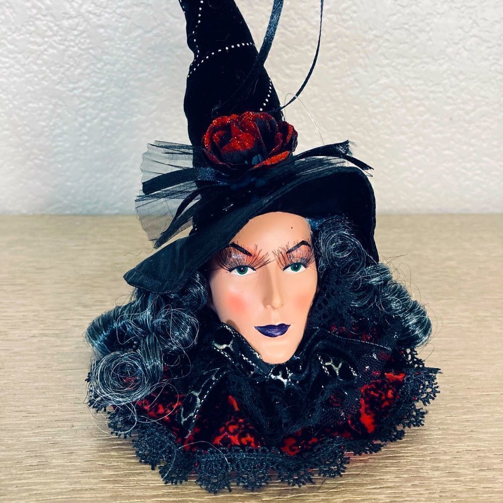 Halloween Gothic Witch Head Goth Ornament Decor